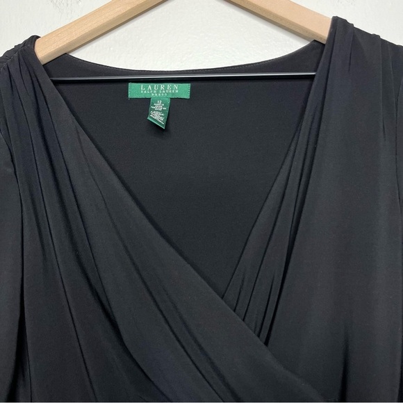 Lauren Ralph Lauren Women Midi Dress‎ 12 Slinky Traverls Gold Slimming Evening - Picture 3 of 9